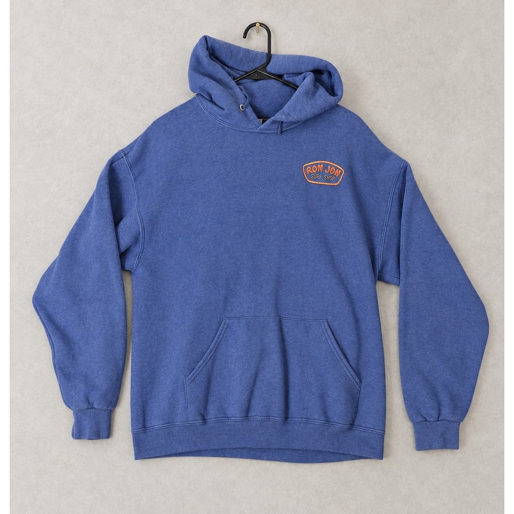 Ron Jon Surf Shop Hoodie Mens Large Blue Graphic Woodie Surf Wagon Pullover L